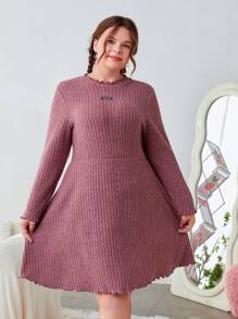 SHEIN EZwear Kích thước lớn In Kiểm tra Mẫu Tay áo dài Đầm - Nhiều màu - Xem 7