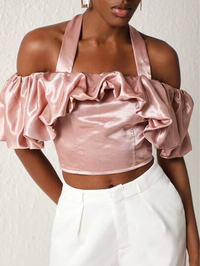 Isabelle WANG Designer Kvinnor Kristalltråd Tyg kall axeltopp, för sommar, semester, gå ut, festival