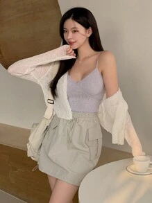 DAZY Women'S Short Loose Button-Front Cardigan,Long Sleeve Tops Fall/Winter - White - View 6