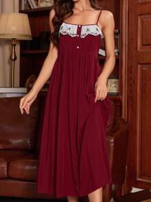 PalaceNights Women's Floral Embroidered Long Sleeve Tie Front Robe And Cami Nightgown Pajama Set Holiday Season, Fall Winter Clothes