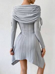 Chiquease Women'S Drawstring Long Sleeve Dress Fall Cloth For Women - Grey - View 3