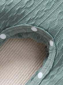 嬰兒男寶寶短袖二合一連身衣,熊貓補丁與蝴蝶結裝飾,夏季 - 綠色 - 查看 6