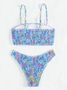 SHEIN Swim Women's Floral Printed Push-Up Bikini Set Music Festival Summer Beach - Multicolor - View 3