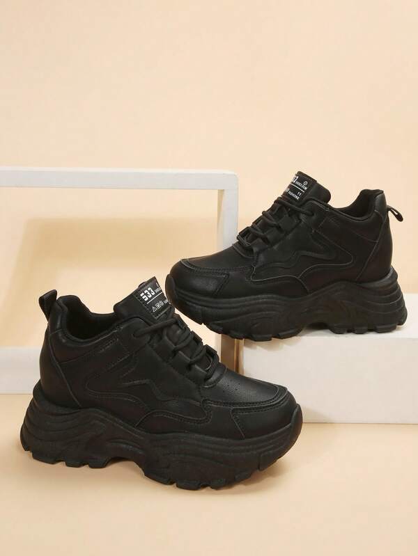 Women's Wedge Heel Thick Sole Sneakers, Casual Height-Increasing Shoes For Petite Girls