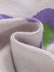 SHEIN Baby Girls' Casual Loose Fit Sweater Dress With Ruffle Trim & Floral Design, Round Neck - White - View 4