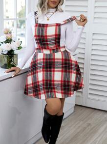 Calvaya Kích thước lớn Kẻ sọc Không tay Đầm Tổng thể - Đỏ - Xem 6