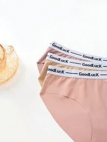 女款無縫三角內褲附英文字母腰帶,6件/包 - 彩色 - 查看 5