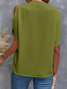 SHEIN Clasi Women's Vintage Leopard Print Casual Vacation Shirt, Summer, V-Neck Notched Collar And Shoulder Cut-Out Design Work Women Shirts Leopard Shirt,