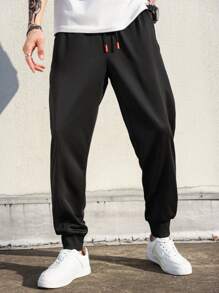 Manfinity EMRG Men'S Drawstring Waist Casual Pants - Black - View 4