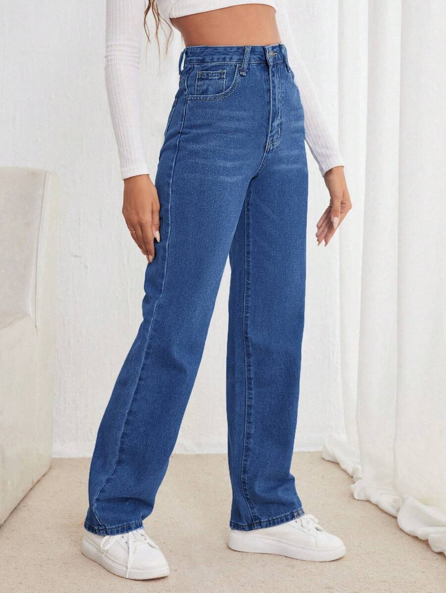 RueChic Quý cô Linh hoạt Đúng mốt Quần legging thẳng - Rửa trung bình - Xem 1