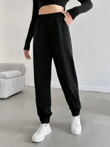 EURMUSE 側邊緞帶運動褲 - 黑色 - 查看 5