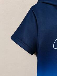 Young Boy Gradient Pattern Hooded Sweatshirt And Pants Casual Sets