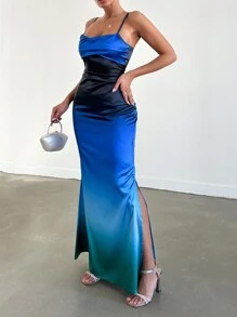 SHEIN Cottnline Gradient Cami Cocktail Dress - Blue - View 5