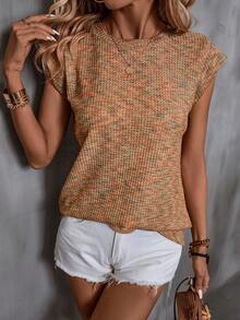 SHEIN LUNE 漸層色圓領 T 卹 - 棕色 - 查看 6