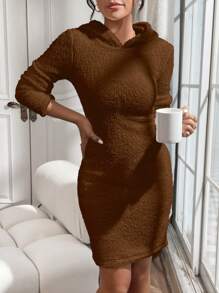 SHEIN Essnce Của phụ nữ Sang trọng Đầm có mũ - Rỉ Nâu - Xem 1