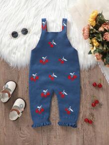 SHEIN Spädbarn Körsbärsmönster Tröja Jumpsuit - Kungsblått - Visa 2