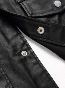 Manfinity Homme Men'S Flap Pocket Denim Jacket - Black - View 5