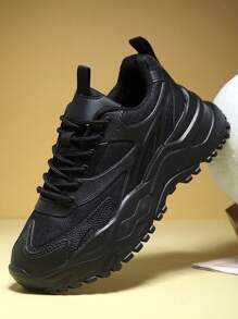 Męskie kolorowe litery wygodne sznurowane grube trampki lekkie oddychające męskie buty do biegania, sportowe przednie buty sportowe na świeżym powietrzu dla mężczyzn