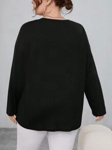 SHEIN Essnce 大尺碼分割下擺t恤 - 杏色 - 查看 2