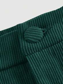 SHEIN MOD Pantalones De Talla Grande De Color Sólido Con Piernas Rectas - Verde militar - Ver 3