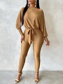SHEIN Slayr 女式束帶統一連身褲 - 咖啡棕 - 查看 4
