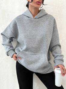 EURMUSE Kangaroo Pocket Hoodie - Grey - View 3
