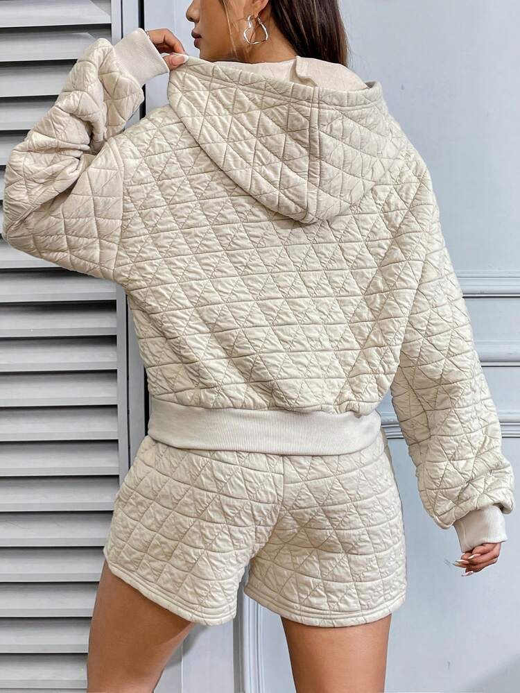 Solid Color Hooded Casual Two-Piece Set