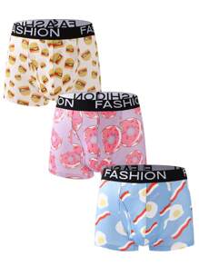 NotGurli Calzoncillos Bóxer De Punto Con Banda Y Estampado De Letras De 3 Piezas Para Hombre