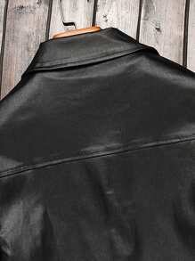 Manfinity Homme Men'S Flap Pocket Denim Jacket - Black - View 4