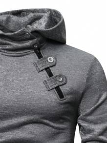 Manfinity Homme 男士半拉鍊連帽休閒運動衫 - 灰色 - 查看 4