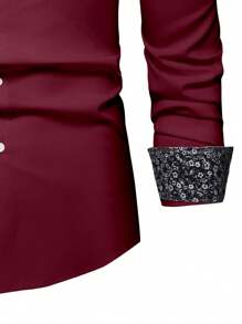 Manfinity Mode Camicia A Maniche Lunghe In Patchwork Stampato A Fiori Piccoli Per Uomo