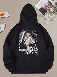 SHEIN LUNE Áo nỉ nữ cỡ lớn in chữ - màu đen - Xem 4