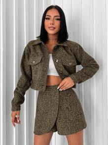 RueChic Flap Detail Crop Jacket & Wrap Skort - Multicolor - View 3