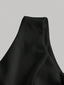 SHEIN MOD 不對稱領口&鏤空細部連身褲 - 黑色 - 查看 3