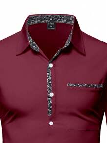 Manfinity Mode Camicia A Maniche Lunghe In Patchwork Stampato A Fiori Piccoli Per Uomo