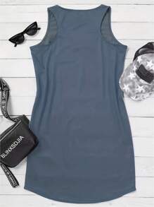 INAWLY Women's Coconut Tree & Letter Print Dress - Blue - View 2