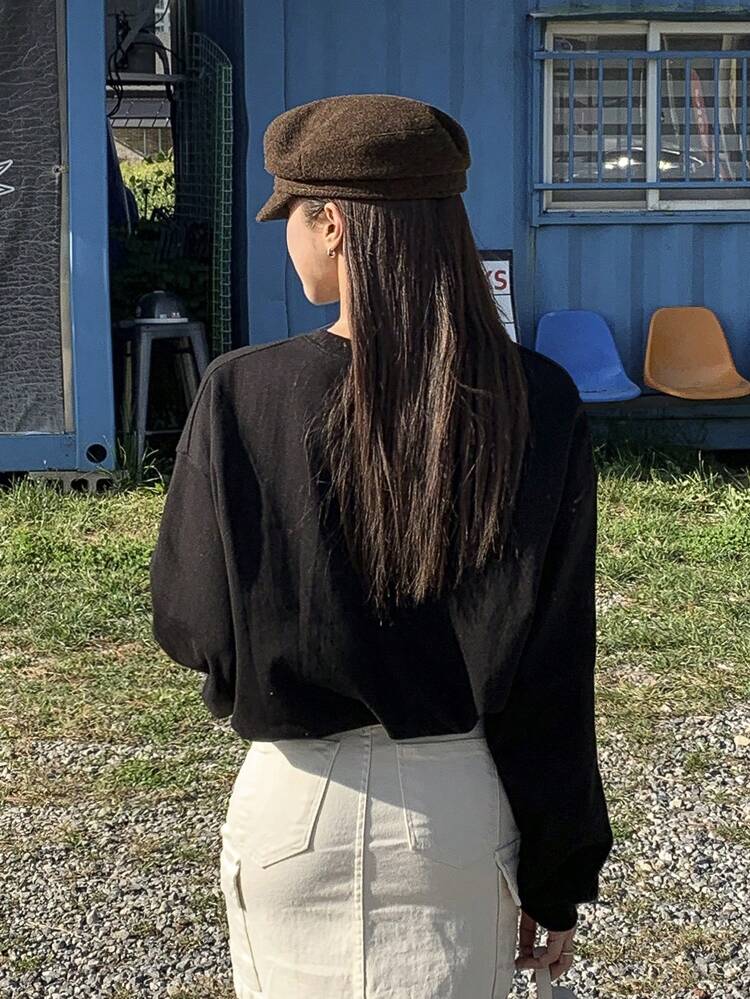 Women's Round Neck Letter Embroidery Sweatshirt,Fall Clothes