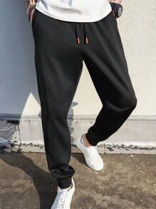 Manfinity EMRG Men'S Drawstring Waist Casual Pants - Black - View 3