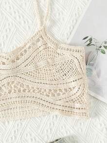 Women's Mesh Perspective Cover Up Summer Clothes - Beige - View 3