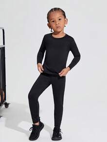 SHEIN 4pcs Toddler Boys' Loose Casual Round Neck Vest, Long Sleeve T-shirt, Pants And Shorts Sports Outfits - Black - View 9