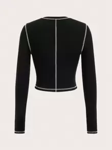 SHEIN ICON Colorblock Stitching T-Shirt - Black - View 2