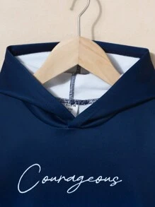 Young Boy Gradient Pattern Hooded Sweatshirt And Pants Casual Sets