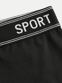 SHEIN Cô gái Giải trí Băng Letter Xà cạp - màu đen - Xem 5