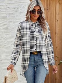 SHEIN Frenchy Ladies' Houndstooth Shirt - Apricot - View 5