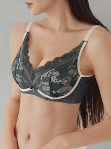 FRIFUL Sutiã feminino sem aro, com leve forro de renda. - Verde - Ver 10