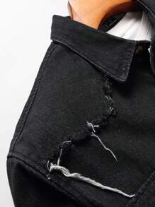 Manfinity Homme Loose Fit Men's Brushed Casual Denim Shirt - Black - View 3