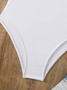 SHEIN Swim Của phụ nữ Halter Neck Dây đeo Áo tắm một mảnh - trắng - Xem 6