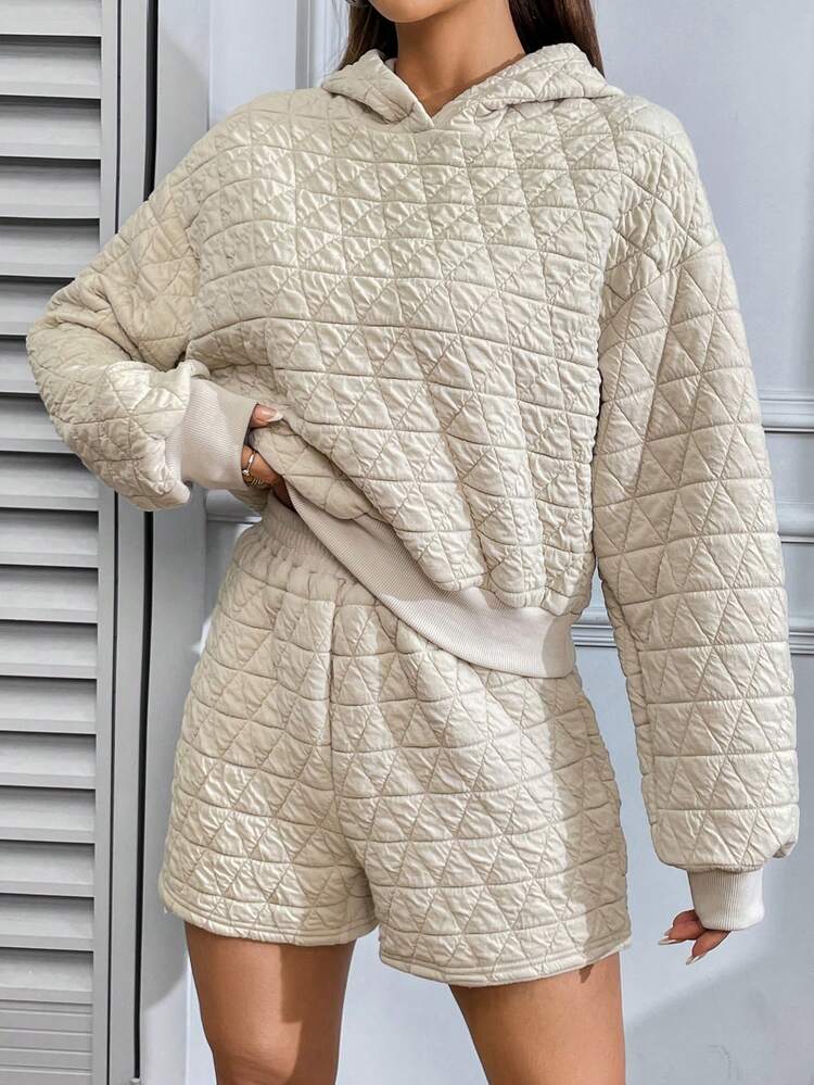 Solid Color Hooded Casual Two-Piece Set