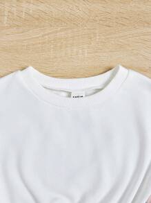 SHEIN Girls' Comfortable Plaid Patchwork Sweatshirt With Drawstring Waist For Casual Wear - Pink - View 4