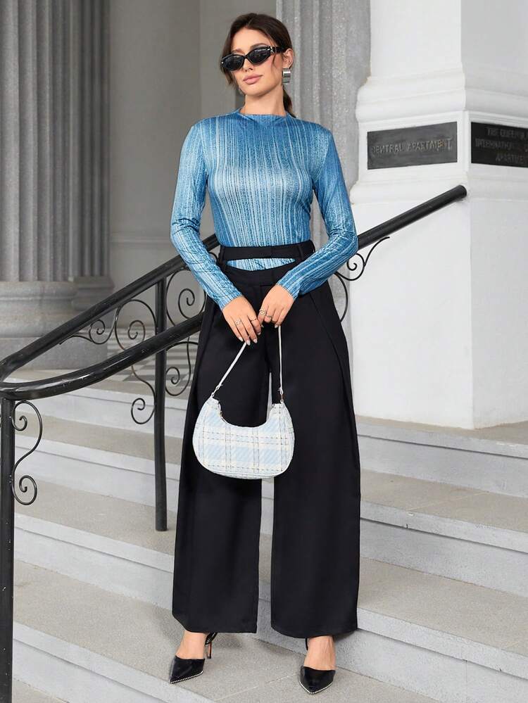 Solid Hollow Out Wide Leg Pants Fall Cloth For Women